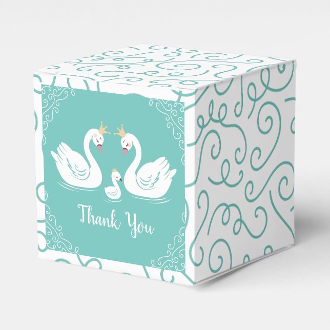 Swan Baby Shower Favor Boxes (Front Side)