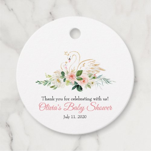 Swan baby shower favor tag