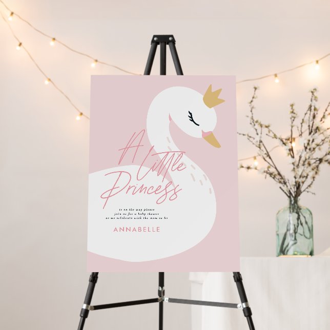 Swan baby shower girly pink aqua cute elegant foam board (In Situ (Stand))