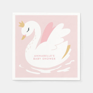 Swan baby shower girly pink aqua cute elegant napkins