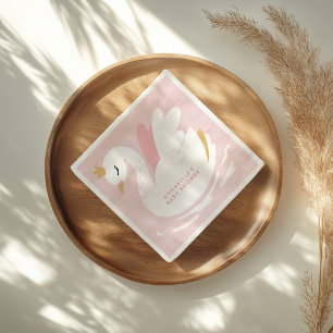 Swan baby shower girly pink aqua cute elegant napkins