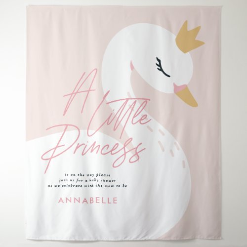 Swan baby shower girly pink aqua cute elegant tapestry