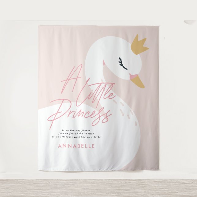 Swan baby shower girly pink aqua cute elegant tapestry (Front)