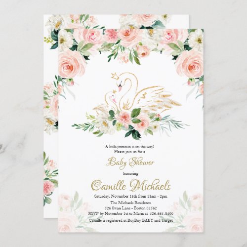 Swan Baby Shower invitation