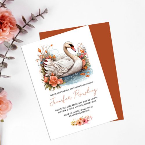 Swan Baby Shower Invitation