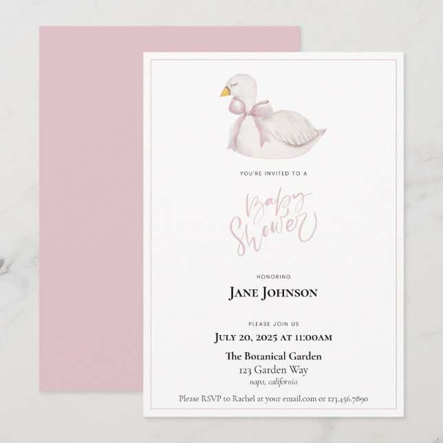 Swan Baby Shower Invitation (Front/Back)