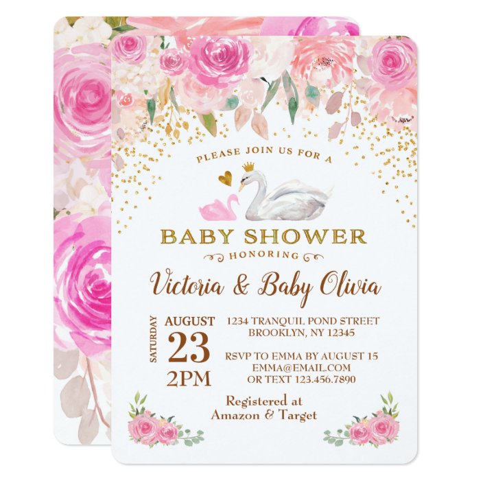 swan princess baby shower invitations