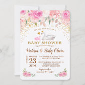 Swan Baby Shower Invitation Girl Swan Princess (Front)