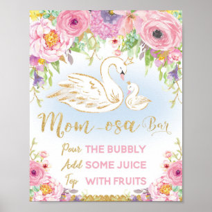 Swan Baby Shower Mom-osa Bar Sign Poster