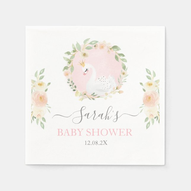Swan Baby Shower Napkins (Front)