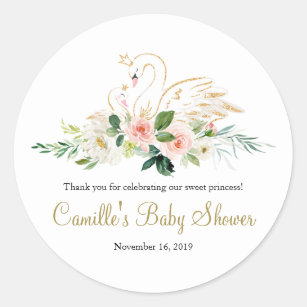 Swan Baby Shower Thank You Sticker