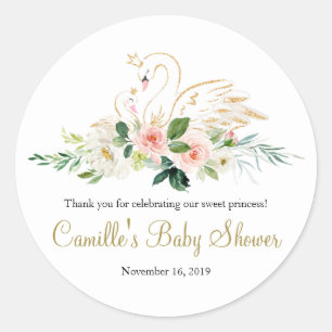Swan Baby Shower Thank You Sticker