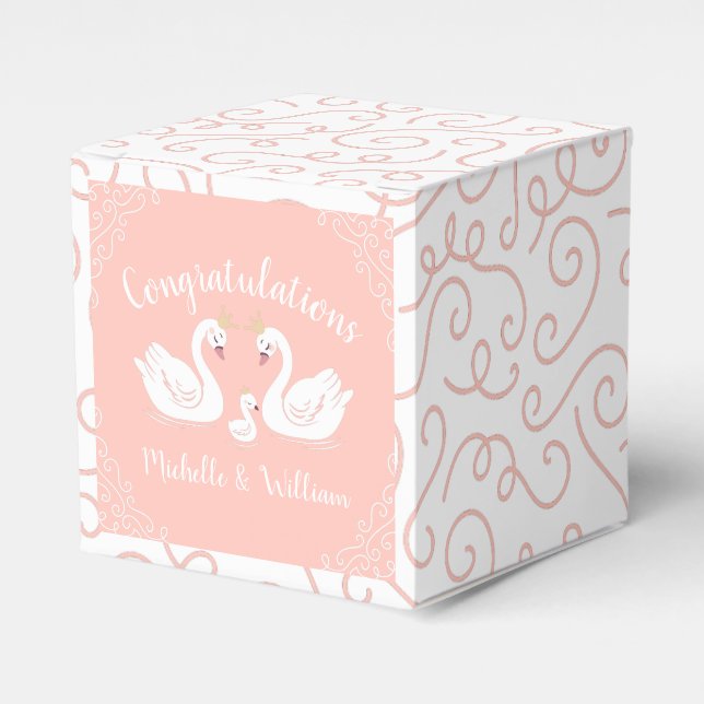 Swan Baby Shower Vintage Favor Boxes (Front Side)
