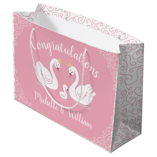 Swan Baby Shower Vintage Large Gift Bag