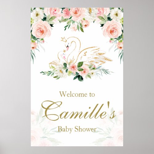 Swan Baby Shower Welcome Sign