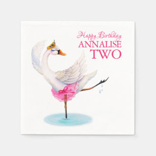 Swan ballet 2nd birthday party custom napkins
