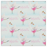 Swan ballet dancer custom name aqua pattern fabric
