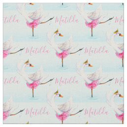 Swan ballet dancer custom name aqua pattern fabric