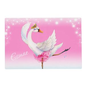 Swan ballet dancer personalized name placemat