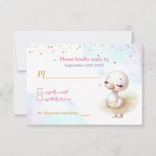 Swan Ballet Girl Baby Shower Response Card