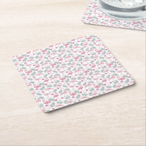 Swan Bird Repeated Pattern Square Paper Coaster