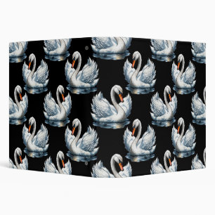 Swan Birds Pattern Design 3 Ring Binder