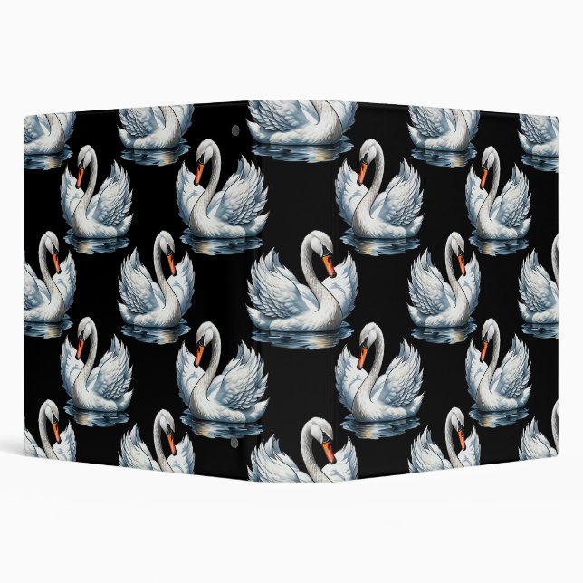Swan Birds Pattern Design  3 Ring Binder (Background)