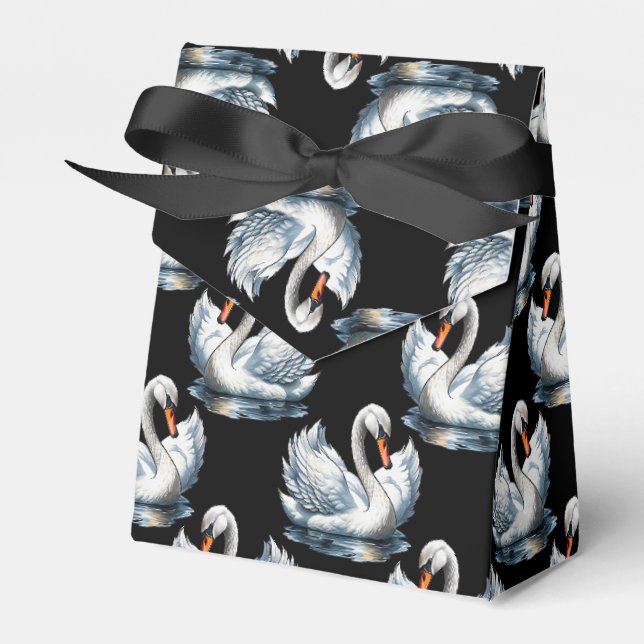 Swan Birds Pattern Design  Favor Boxes (Front Side)