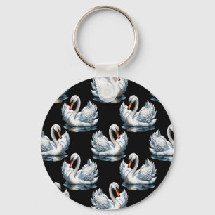 Swan Birds Pattern Design Keychain
