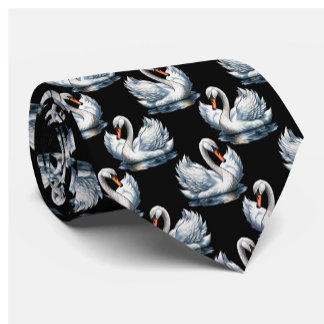 Swan Birds Pattern Design Neck Tie