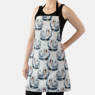 Swan Birds Pattern Design on White Apron