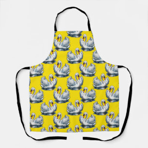 Swan Birds Pattern Design On Yellow Apron