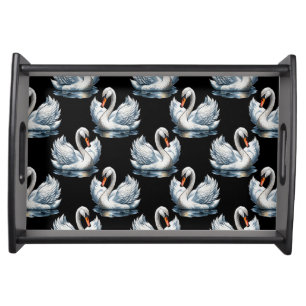 Swan Birds Pattern Design Serving Tray