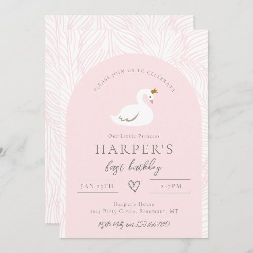 Swan Birthday Invitation  Swan Invitations