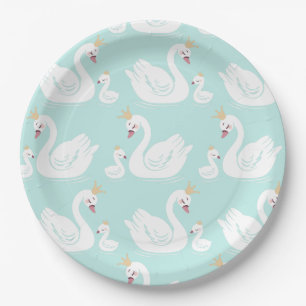 Swan Birthday Party Teal Paper Plates