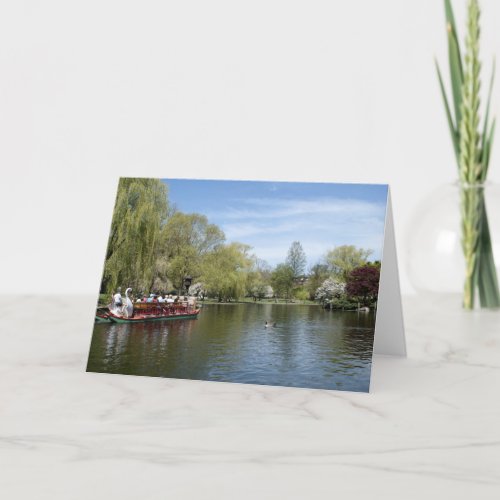 Swan Boat on Water Boston MA Card