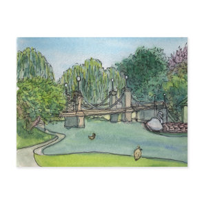 Swan Boats Boston Public Gardens Postcard