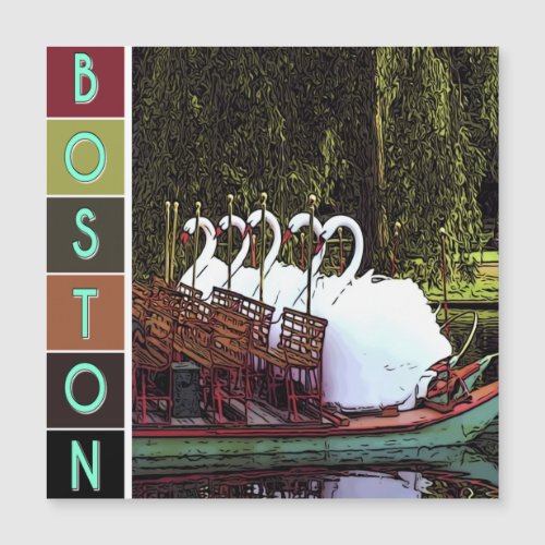 Swan Boats in Summer _ Boston magnetic card