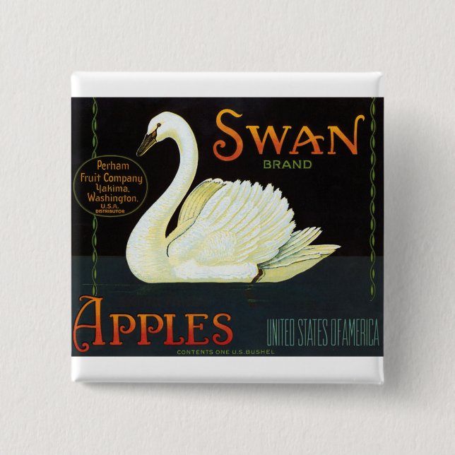 Swan Brand Apples Button (Front)