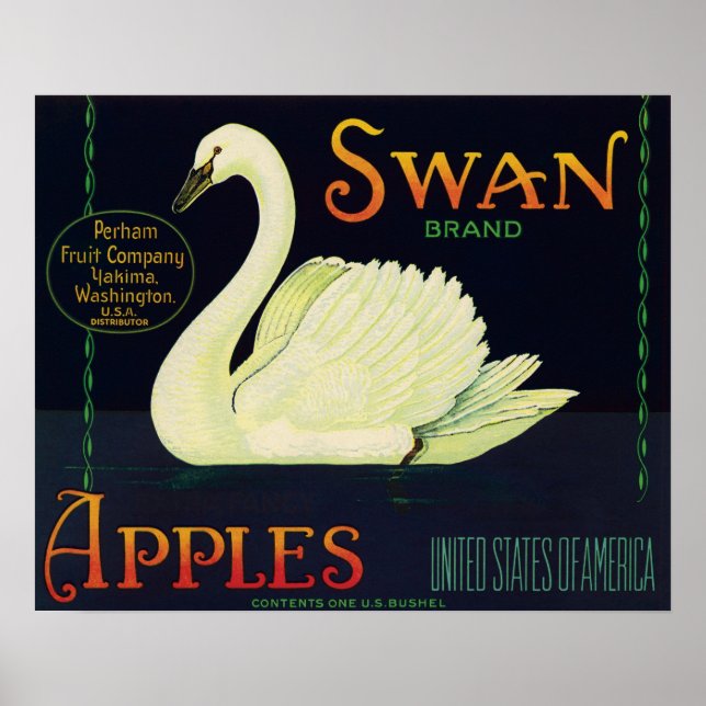 Swan Brand Apples Crate Label Poster (Front)