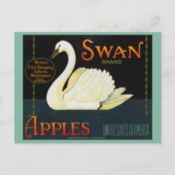 Swan Brand Apples Washington State Crate Label Postcard by LeAnnS123 at Zazzle