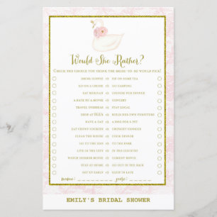 Swan Bridal Shower Game PRINTED
