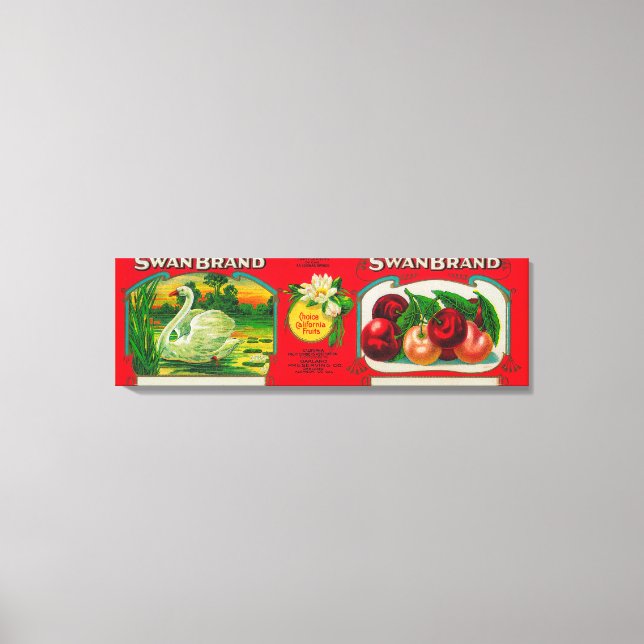 Swan Cherry LabelOakland, CA Canvas Print (Front)