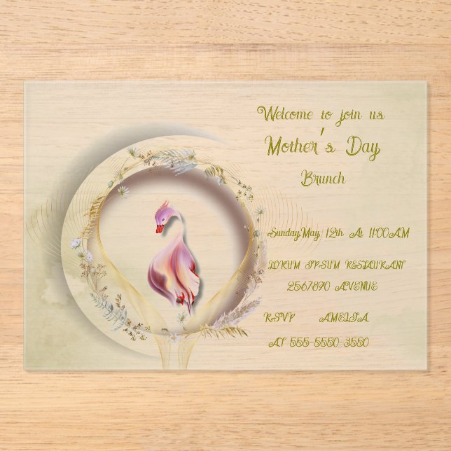 Swan chic MOTHER party  Acrylic Invitations (Front)