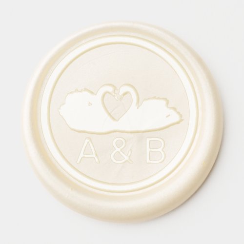 Swan Couple and Monogram Wax Seal Sticker