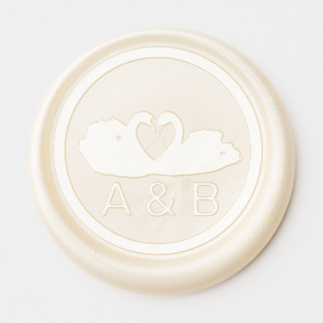 Swan Couple and Monogram Wax Seal Sticker (Front)