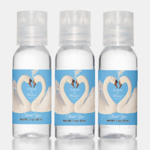 Swan Couple & Flowers Thank You Wedding Favor Hand Sanitizer