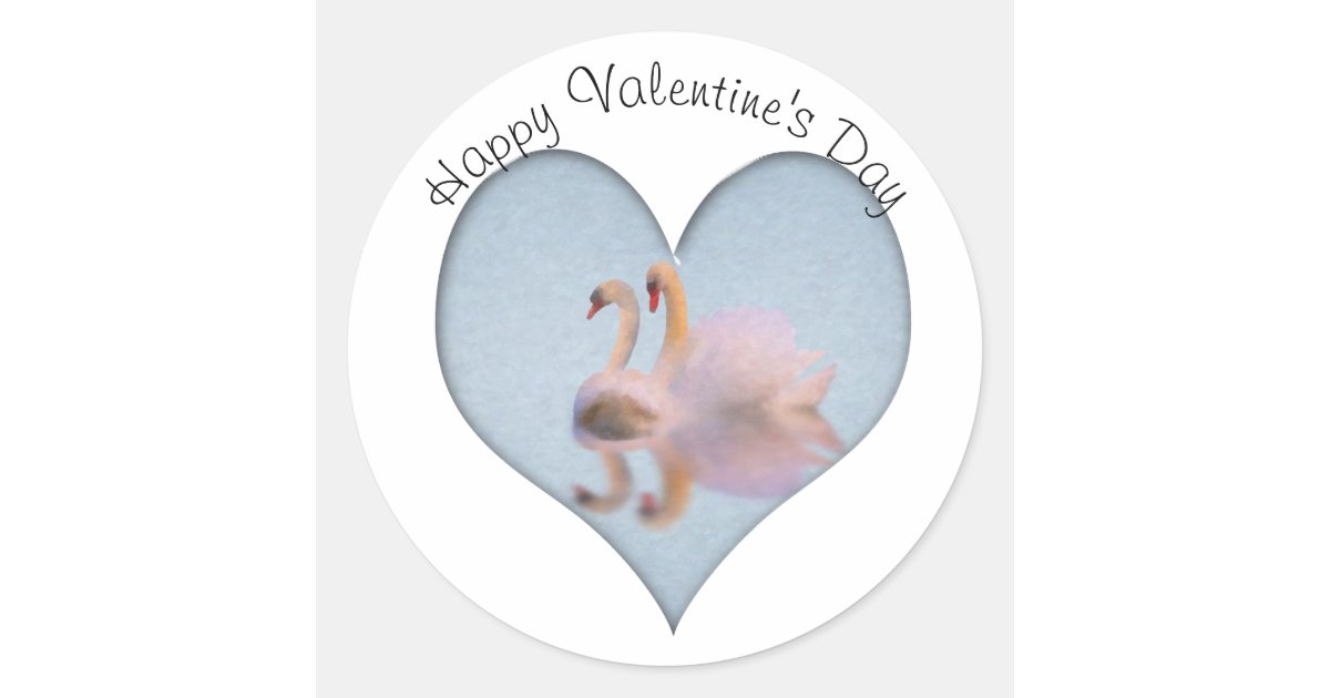 Swan Couple Life Partners Valentine Classic Round Sticker | Zazzle