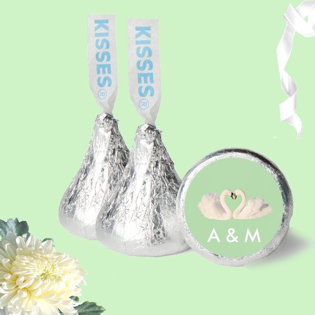 Swan Couple on Light Blue Hershey®'s Kisses® (Creator Uploaded)
