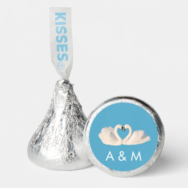 Swan Couple on Light Turquoise Blue Hershey®'s Kisses® (Front)
